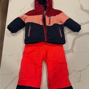 Killtec Kids Colorblock Winter Jacket and Snow Pants - Pink, Navy, Peach 2T